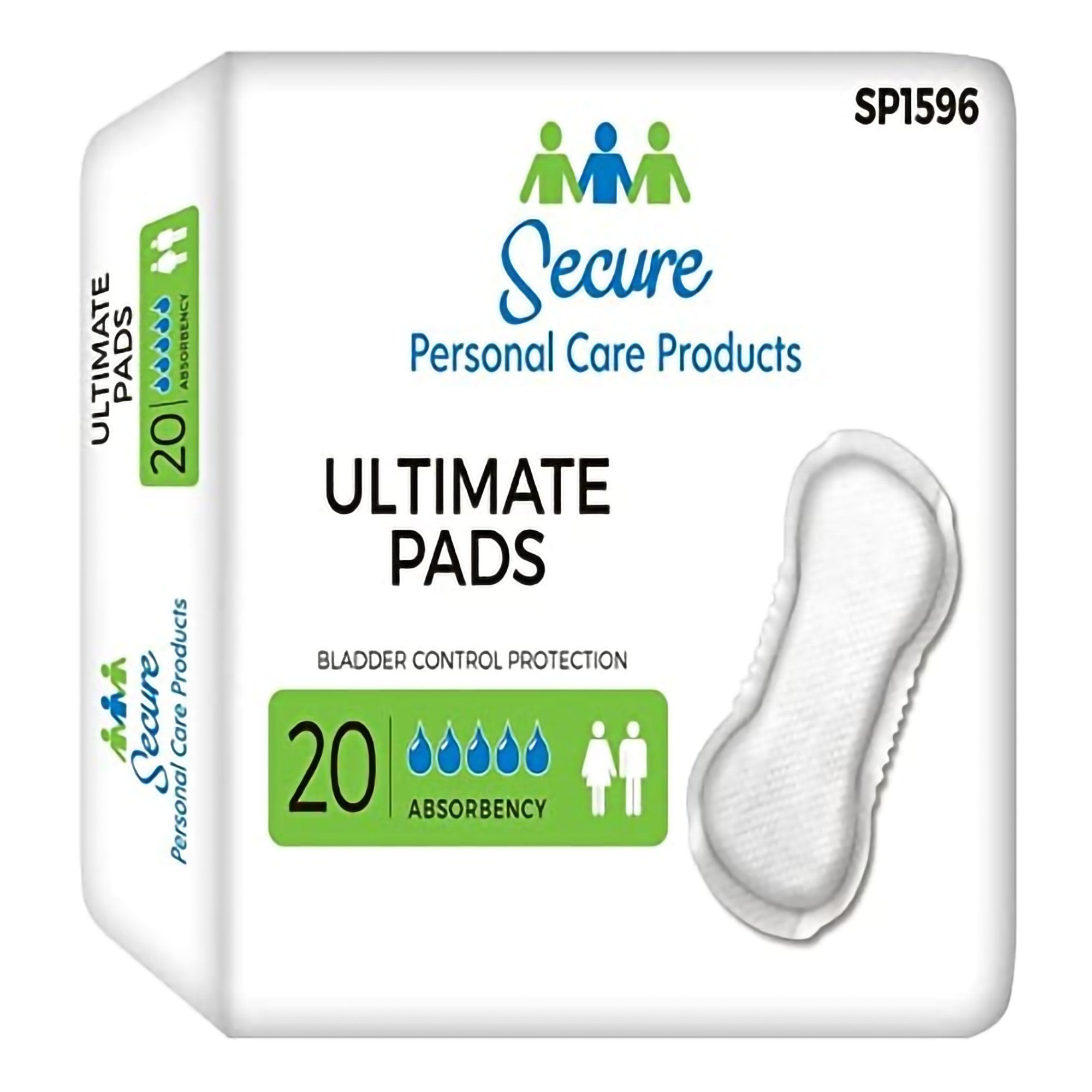 Secure Personal Care Products - Bladder Control Pad TotalDry™ 16-1/2 Inch Length Heavy Absorbency Polymer Core Regular [20/BG]