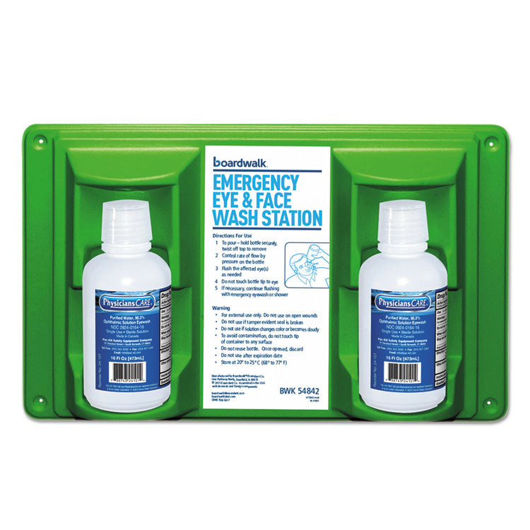 Boardwalk - Emergency Eyewash Station, 16 oz Bottle, 2 Bottles/Station