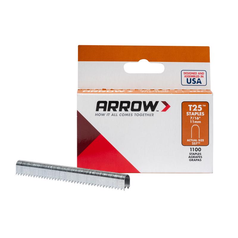 ARROW - Arrow T25 1/4 in. W X 7/16 in. L 18 Ga. Round Crown Wire Staples 1100 pk - Case of 5