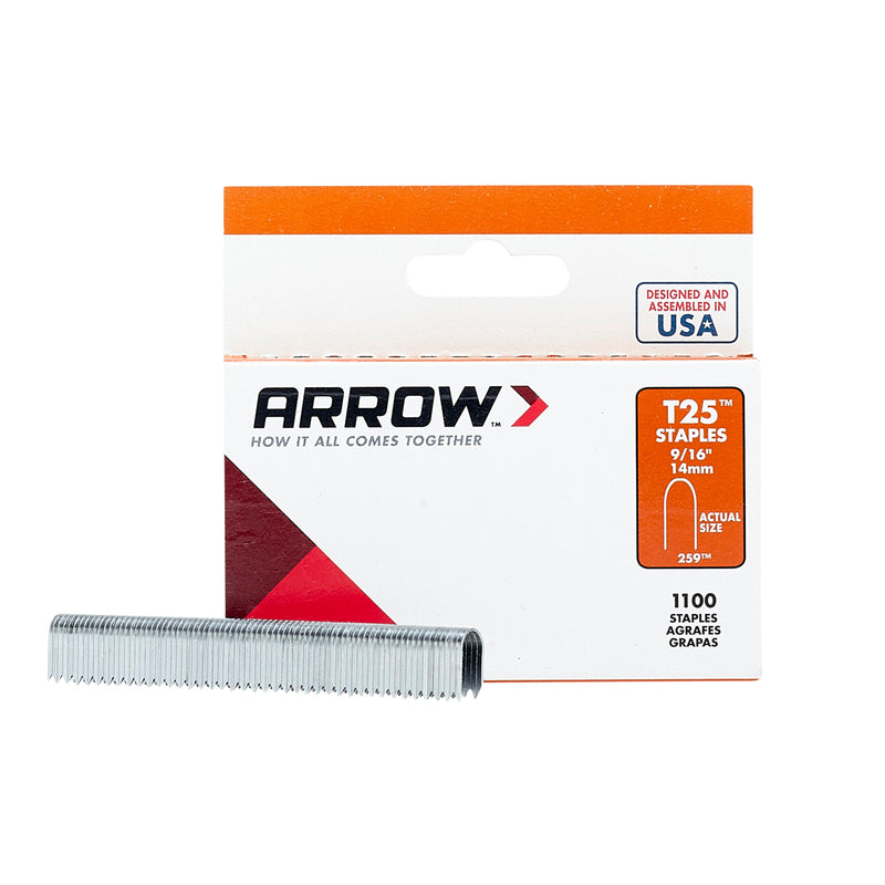 ARROW - Arrow T25 1/4 in. W X 9/16 in. L 18 Ga. Round Crown Wire Staples 1100 pk - Case of 5