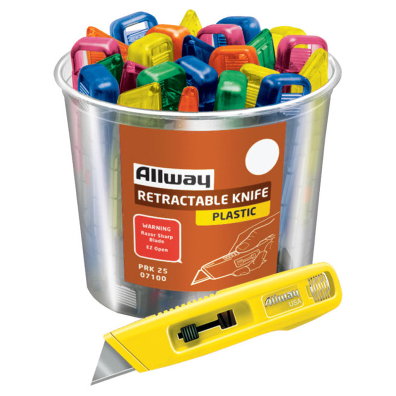 ALLWAY - Allway 6 in. Retractable Utility Knife Assorted 25 pk - Case of 25