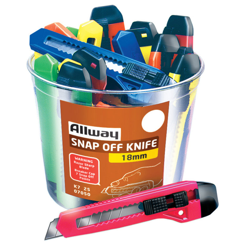 ALLWAY - Allway 6-1/4 in. Snap-Off Utility Knife Assorted 25 pk - Case of 25