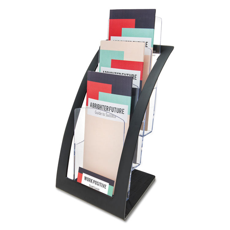 deflecto - 3-Tier Literature Holder, Leaflet Size, 6.75w x 6.94d x 13.31h, Black