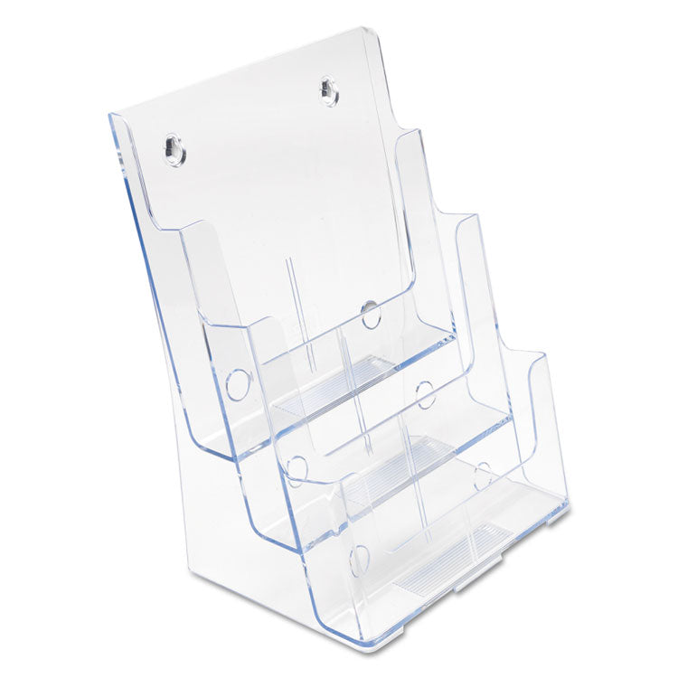 deflecto - 3-Compartment DocuHolder, Magazine Size, 9.5w x 6.25d x 12.63, Clear