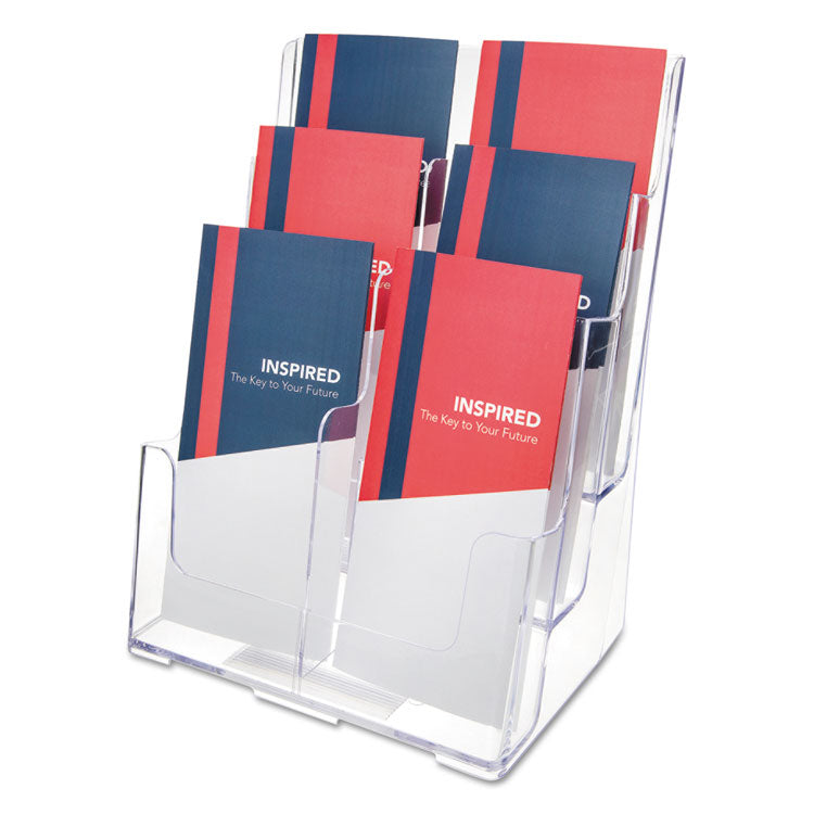 deflecto - 6-Compartment DocuHolder, Leaflet Size, 9.63w x 6.25d x 12.63h, Clear