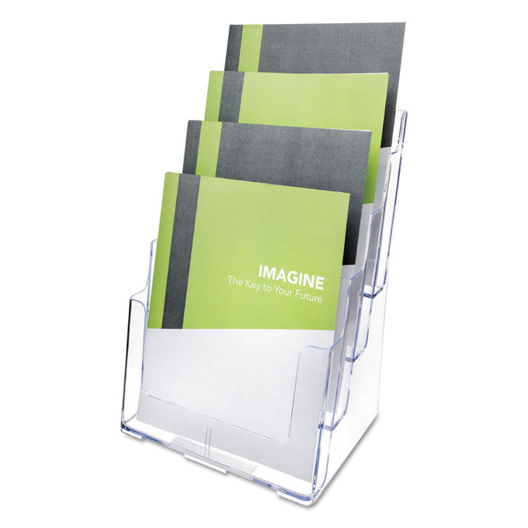 deflecto - 4-Compartment DocuHolder, Magazine Size, 9.38w x 7d x 13.63h, Clear