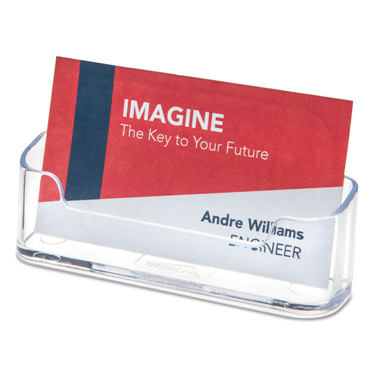 deflecto - Horizontal Business Card Holder, Holds 50 Cards, 3.88 x 1.38 x 1.81, Plastic, Clear