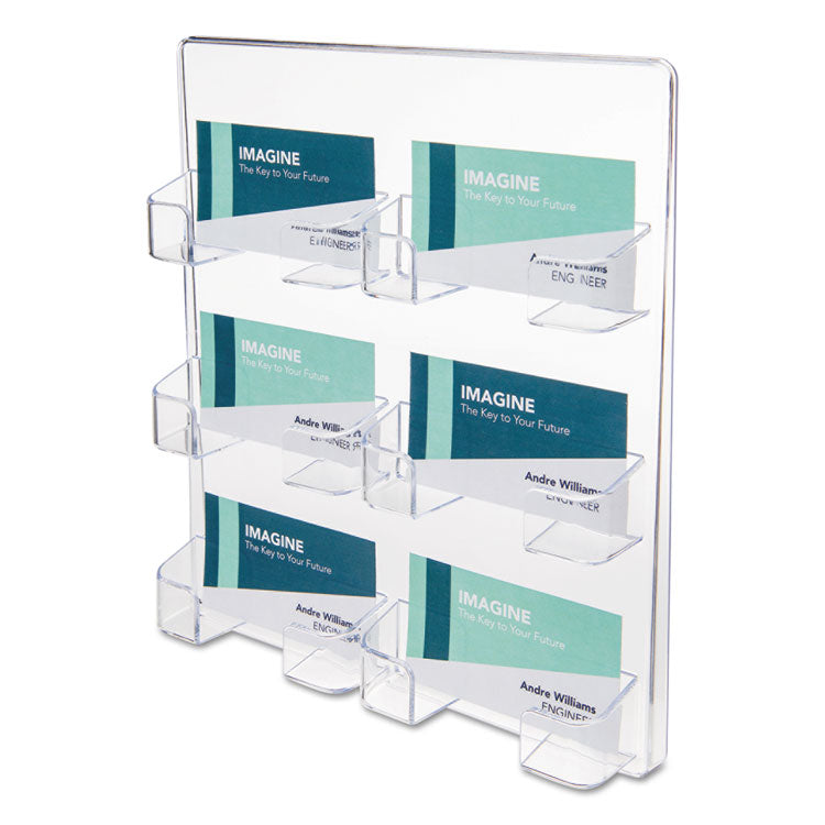 deflecto - 6-Pocket Business Card Holder, Holds 480 Cards, 8.5 x 1.63 x 9.75, Plastic, Clear