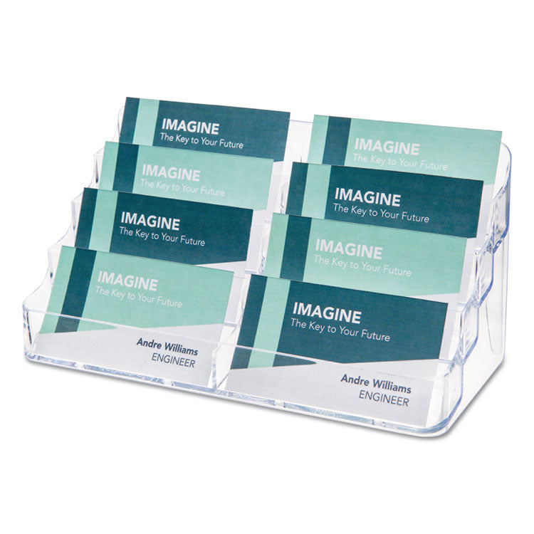 deflecto - 8-Pocket Business Card Holder, Holds 400 Cards, 7.78 x 3.5 x 3.38, Plastic, Clear