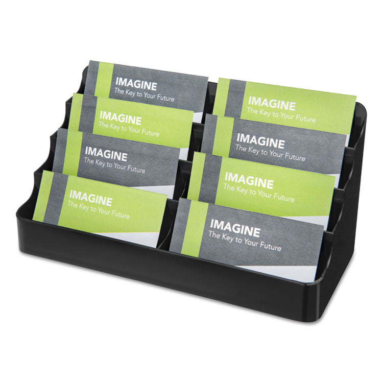 deflecto - 8-Tier Recycled Business Card Holder, Holds 400 Cards, 7.88 x 3.88 x 3.38, Plastic, Black