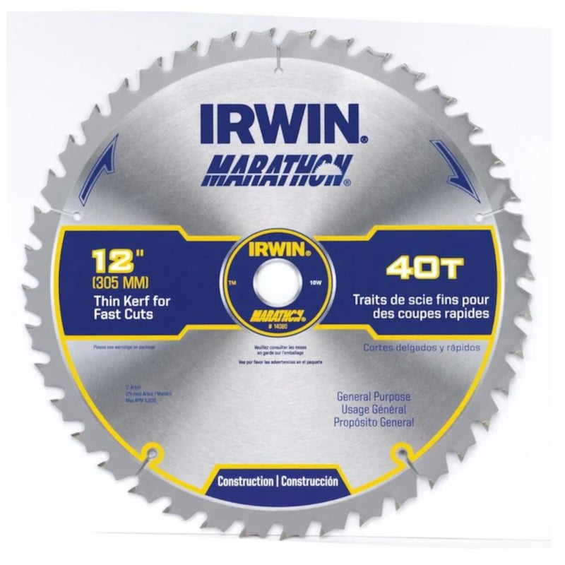 IRWIN - Irwin Marathon 12 in. D X 1 in. Carbide Miter and Table Saw Blade 40 teeth 1 pk