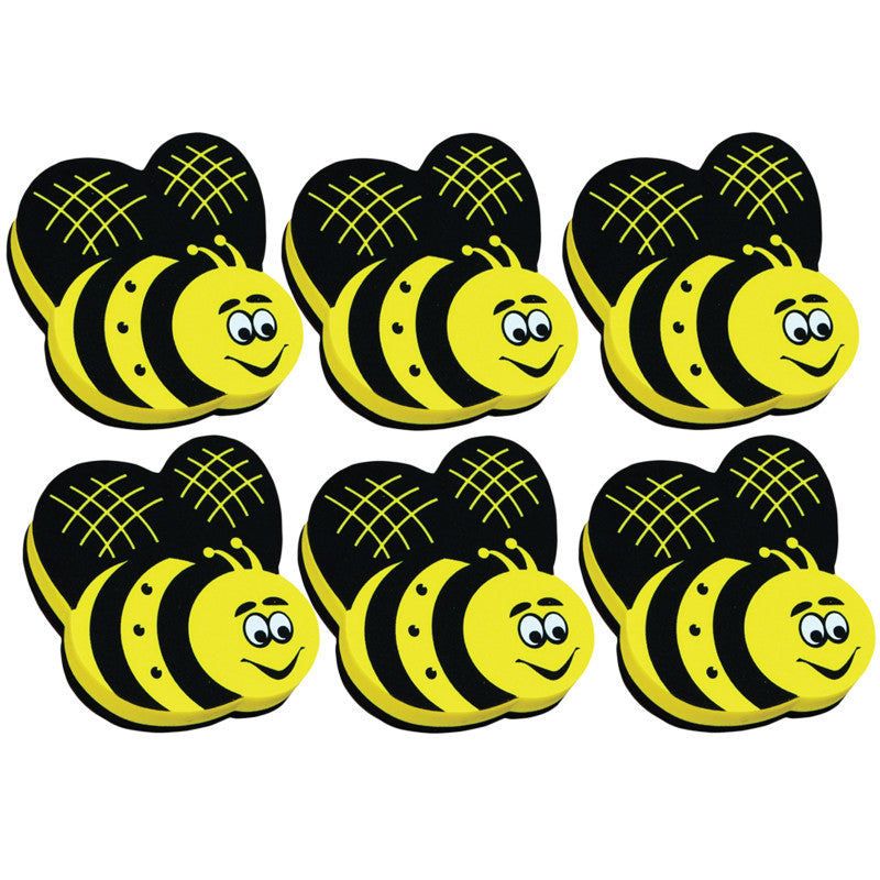 ASHLEY PRODUCTIONS - Magnetic Whiteboard Eraser, Bee, Pack of 6