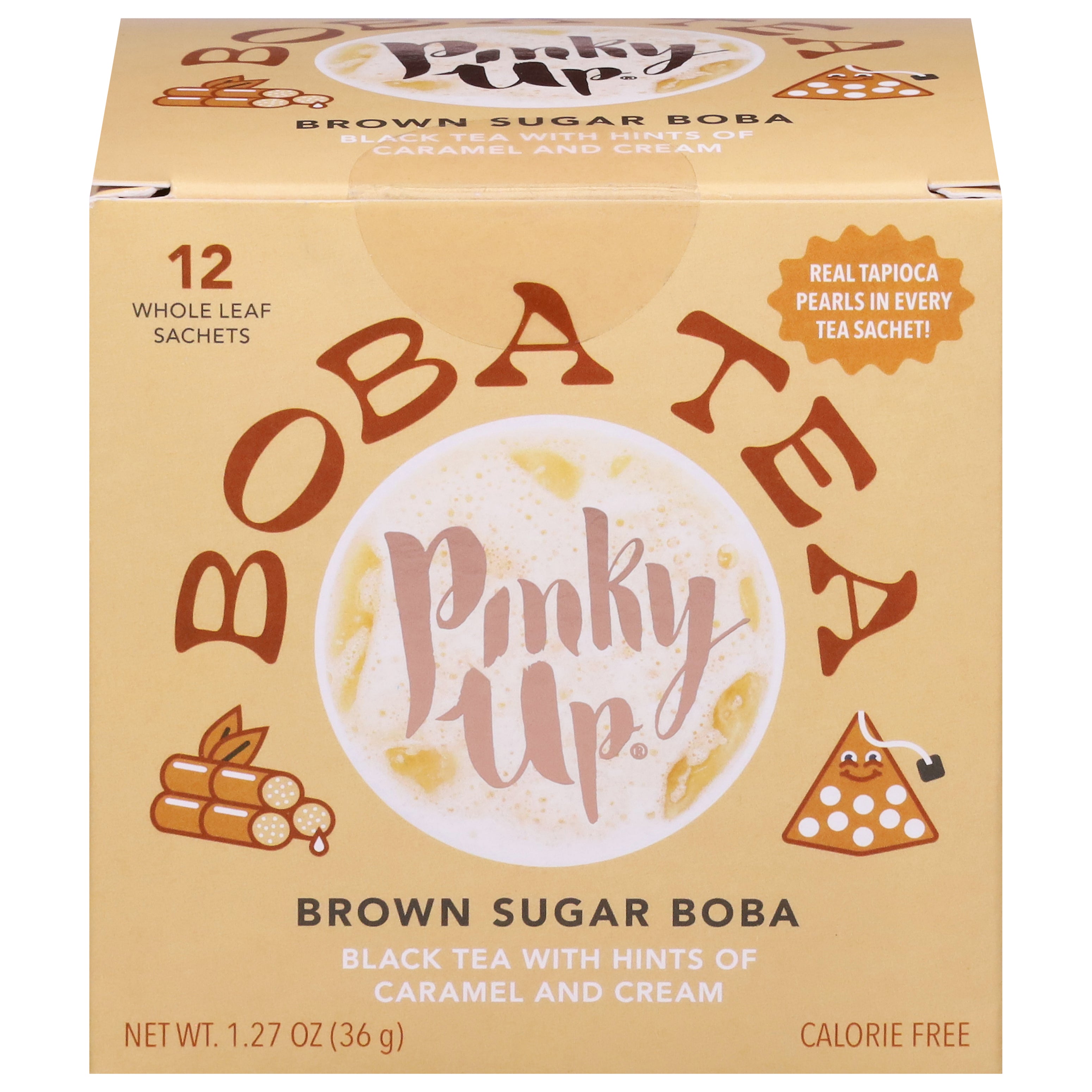 Pinky Up Brown Sugar Boba Boba Tea 12 Sachets - Case of 6