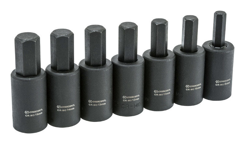 CRESCENT - Crescent Assorted Sizes X 1/2 in. drive Metric 6 Point Hex Bit Socket Set 7 pc