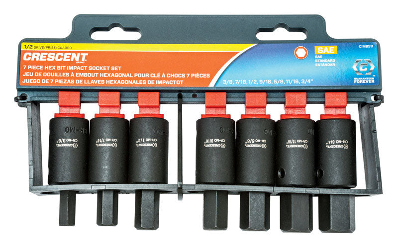 CRESCENT - Crescent Assorted Sizes X 1/2 in. drive SAE 6 Point Hex Bit Socket Set 7 pc