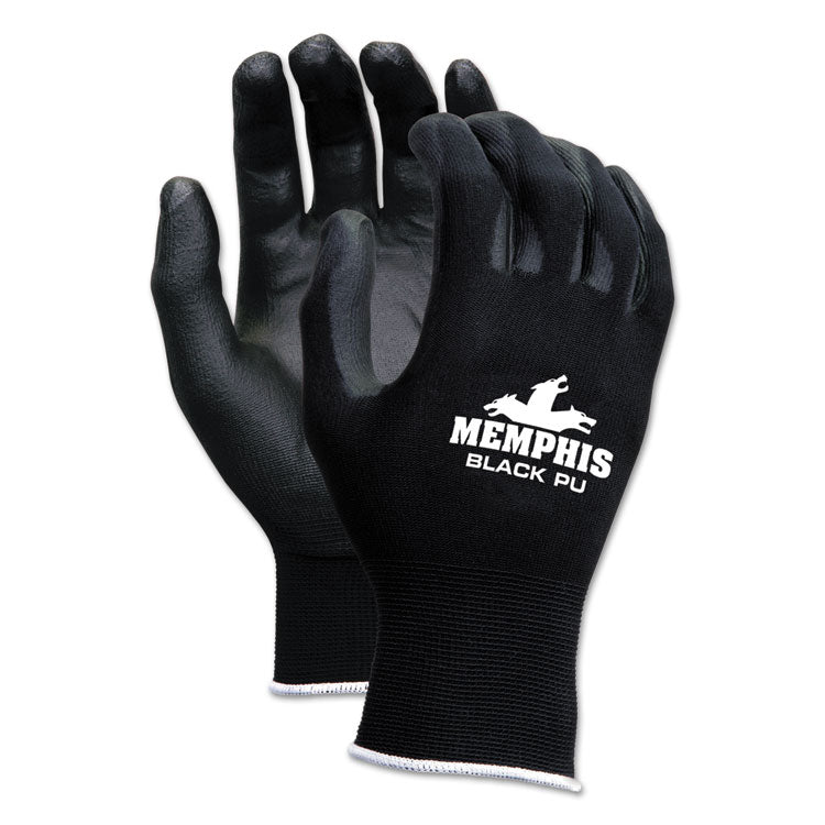 MCR Safety - Economy PU Coated Work Gloves, Black, X-Small, 1 Dozen