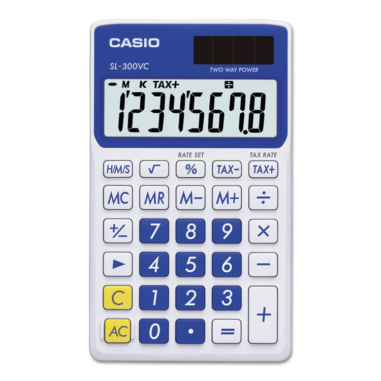 Casio - SL-300SVCBE Handheld Calculator, 8-Digit LCD, Blue