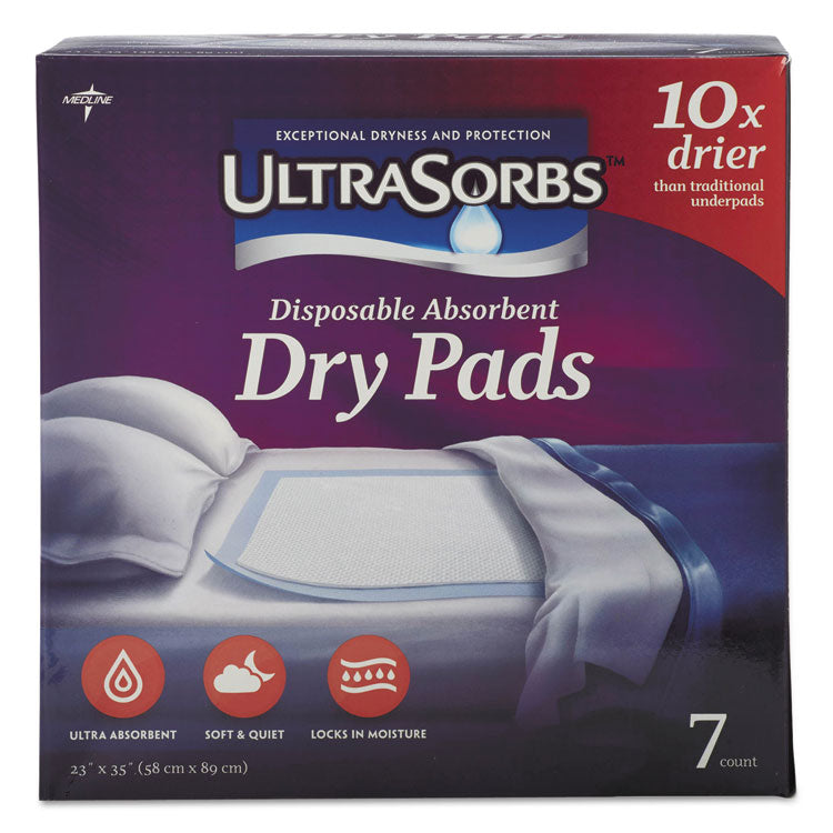 Medline - Ultrasorbs Disposable Dry Pads, 23" x 35", White, 7/Box, 6/Carton