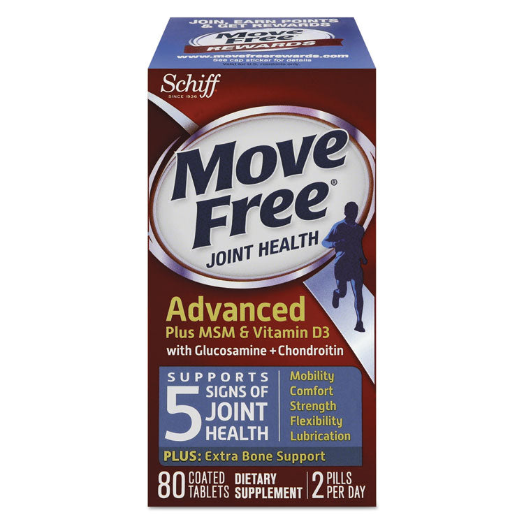 Move Free - Move Free Advanced Plus MSM and Vitamin D3 Joint Health Tablet, 80 Count, 12/Carton