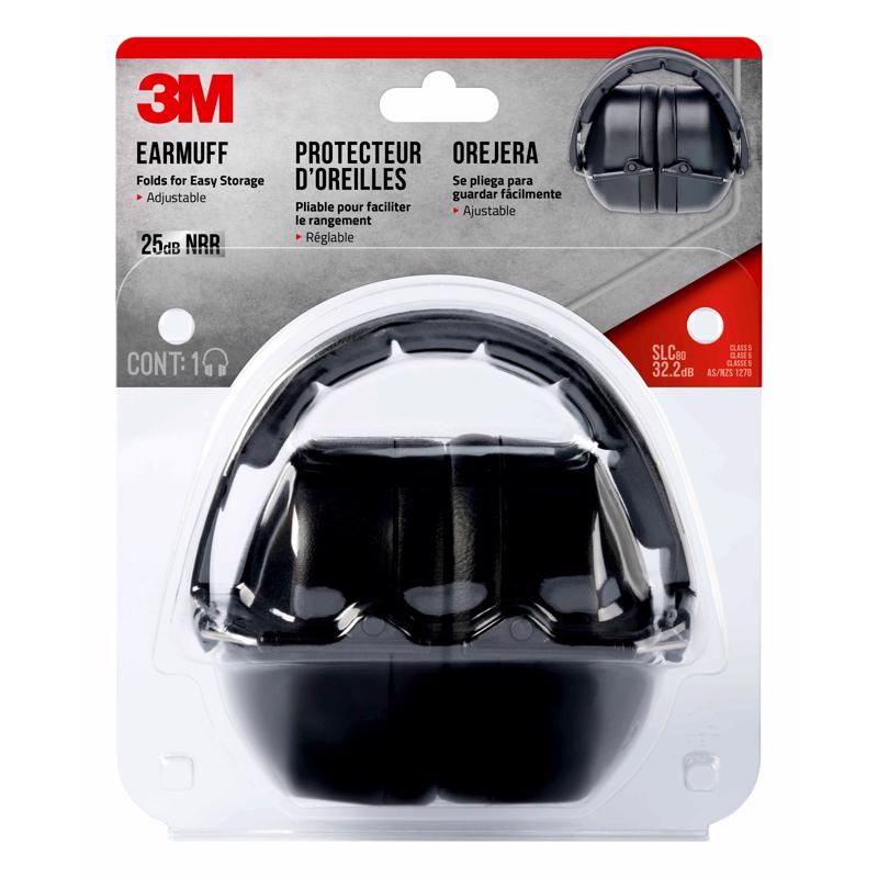 3M - 3M 25 dB Soft Foam Folding Earmuffs Black 1 pair