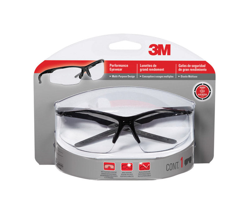 3M - 3M Anti-Fog Safety Glasses Clear Lens Black Frame 1 pc