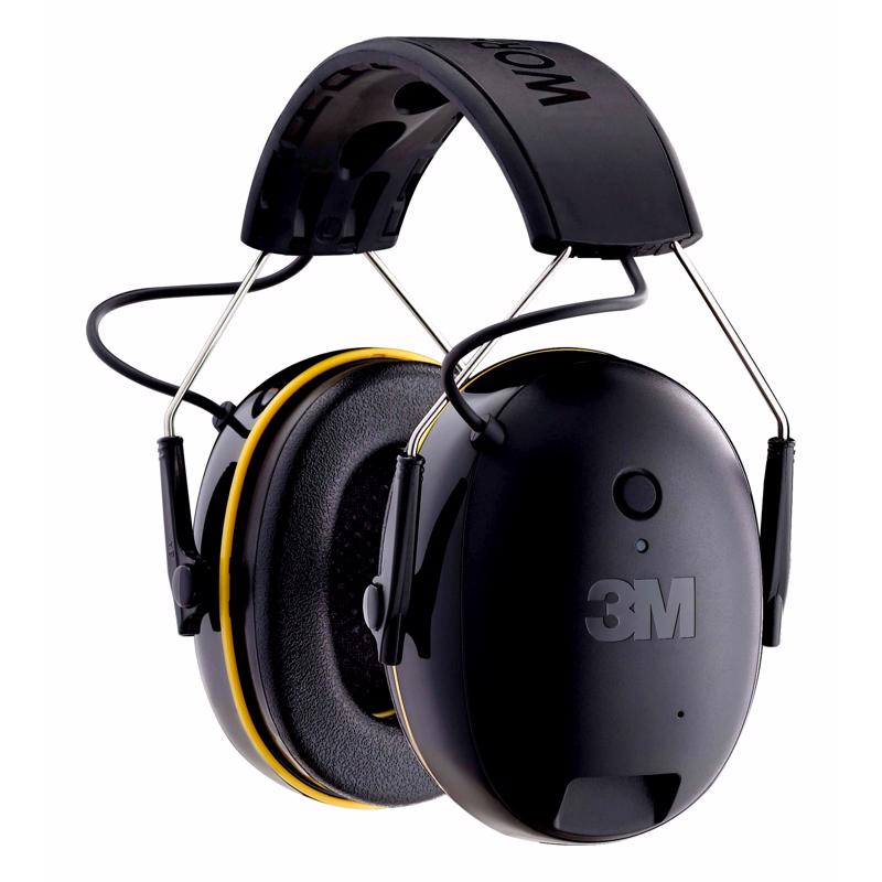 3M - 3M WorkTunes 24 dB Over-the-Head Hearing Protector Earmuff Black/Yellow 1 pair