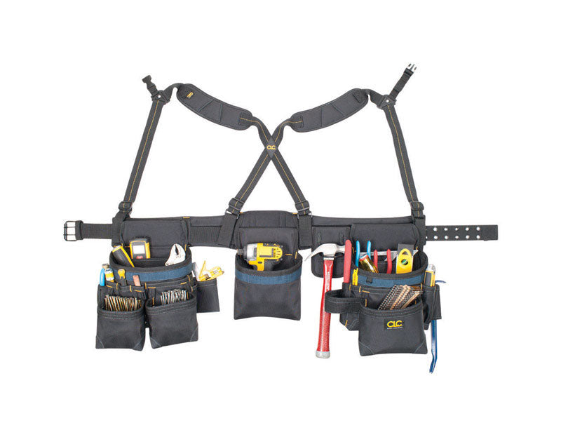 CLC - CLC 28 pocket Ballistic Nylon Tool Belt with Suspenders 23 in. L X 16-1/2 in. H Black 29 in. 46 in.