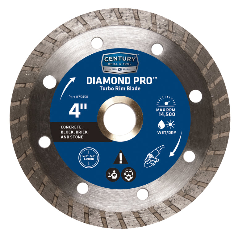 CENTURY DRILL & TOOL - Century Drill & Tool 4 in. D Diamond Turbo Diamond Saw Blade