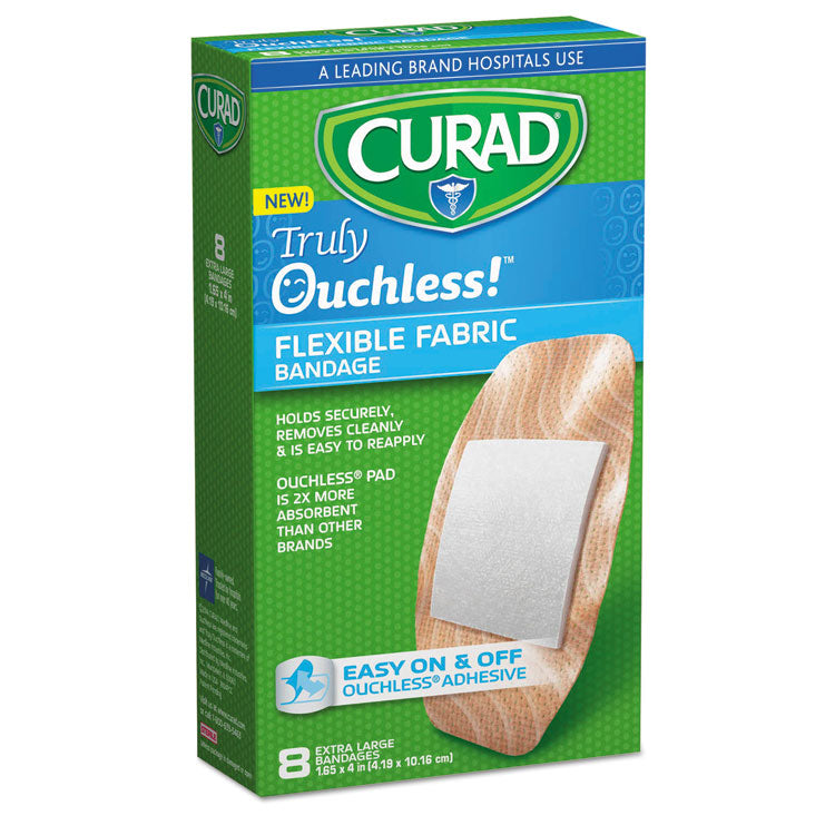Curad - Ouchless Flex Fabric Bandages, 1.65 x 4, 8/Box