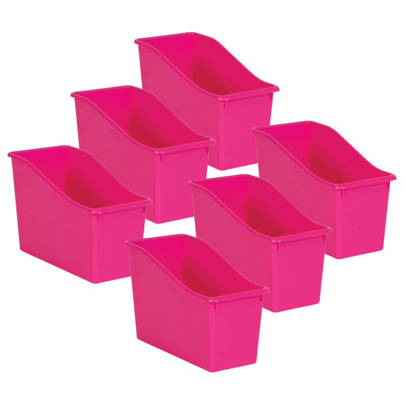 TEACHER CREATED RESOURCES - Pink Plastic Book Bin, Pack of 6