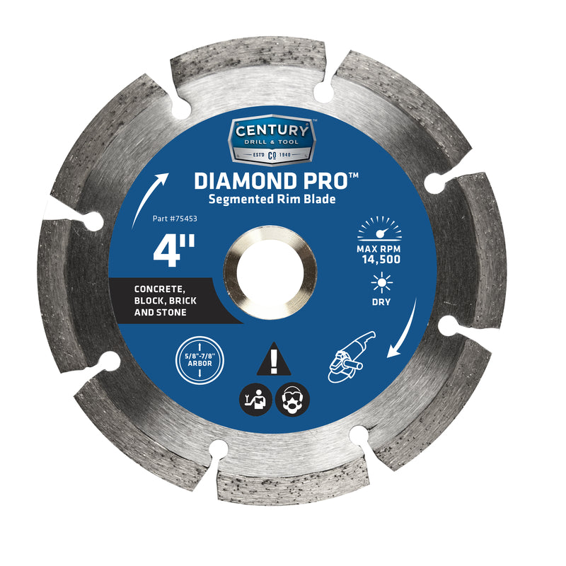 CENTURY DRILL & TOOL - Century Drill & Tool 4 in. D X 44385 in. Diamond Segmented Rim Diamond Saw Blade 1 pk