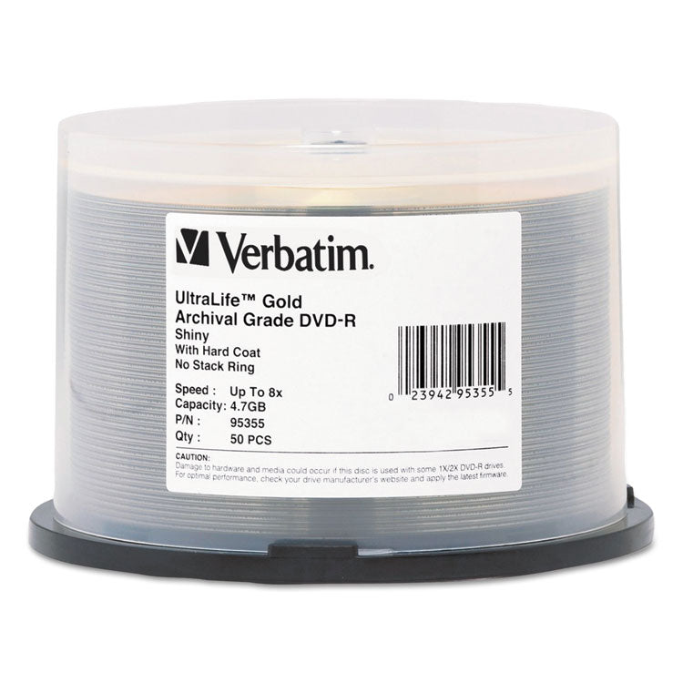 Verbatim - UltraLife Gold Archival Grade DVD-R, 4.7 GB, 16x, Spindle, Gold, 50/Pack