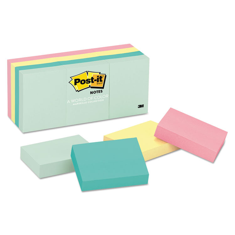 Post-it Notes - Original Pads in Beachside Cafe Collection Colors, 1.38" x 1.88", 100 Sheets/Pad, 12 Pads/Pack