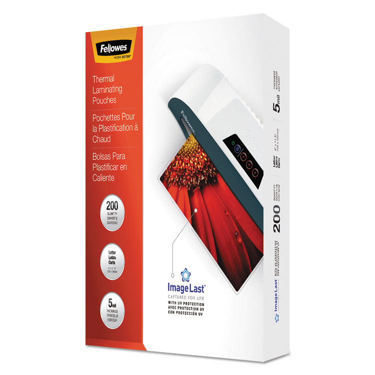 Fellowes - ImageLast Laminating Pouches with UV Protection, 5 mil, 9" x 11.5", Clear, 200/Pack