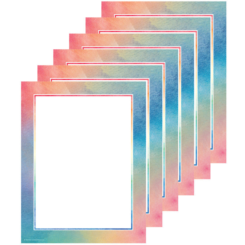 TEACHER CREATED RESOURCES - Watercolor Computer Paper, 50 Sheets Per Pack, 6 Packs