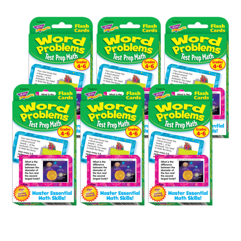 TREND - Word Problems Test Prep Math, Grades 4-6 Challenge Cards®, 6 Packs