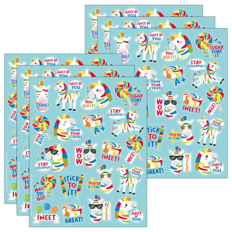 EUREKA - Fruit Zebras Fruit Punch Scented Stickers, 80 Per Pack, 6 Packs