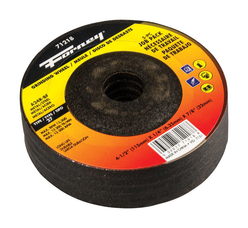 FORNEY - Forney 4-1/2 in. D X 7/8 in. in. Grinding Wheel