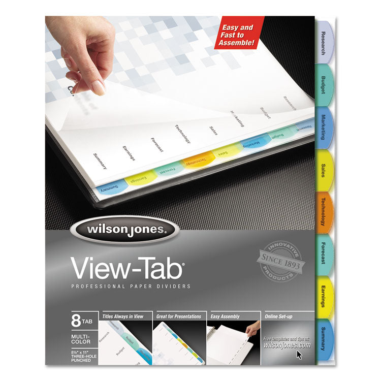 Wilson Jones - View-Tab Paper Index Dividers, 8-Tab, 11 x 8.5, White, 1 Set