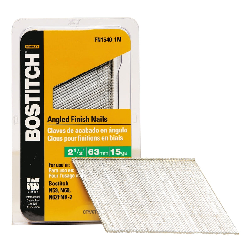 STANLEY BOSTITCH - Bostitch 2-1/2 in. 15 Ga. Angled Strip Coated Finish Nails 1,000 pk