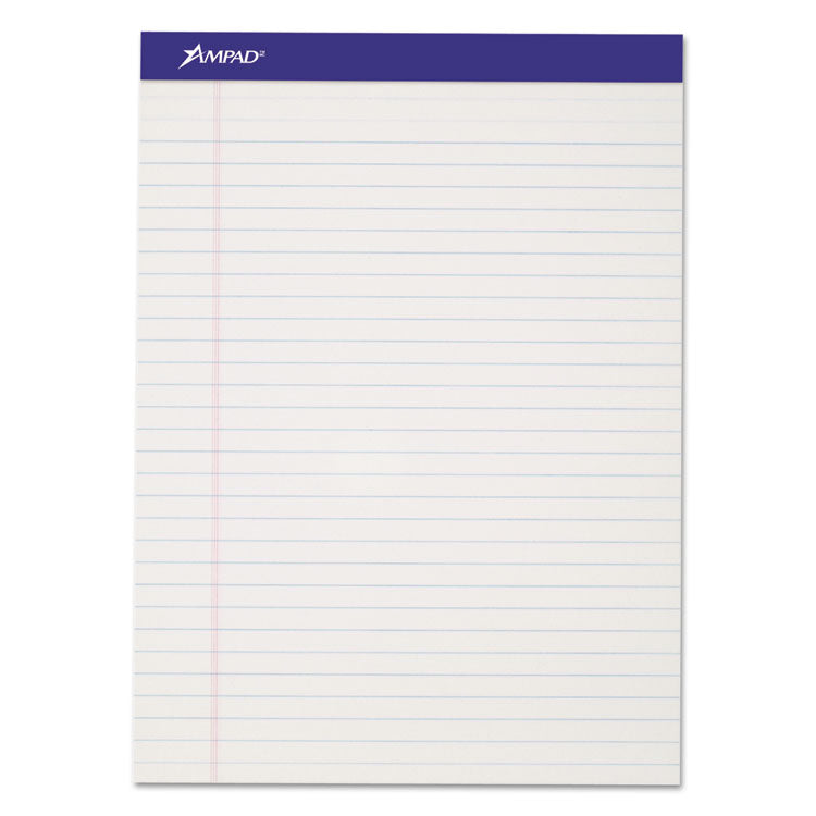 Ampad - Perforated Writing Pads, Wide/Legal Rule, 50 White 8.5 x 11.75 Sheets, Dozen