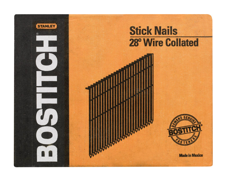 STANLEY BOSTITCH - Bostitch 3 in. Angled Strip Coated Stick Nails 28 deg 2000 pk