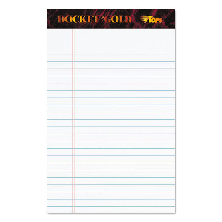 TOPS - Docket Gold Ruled Perforated Pads, Narrow Rule, 50 White 5 x 8 Sheets, 12/Pack