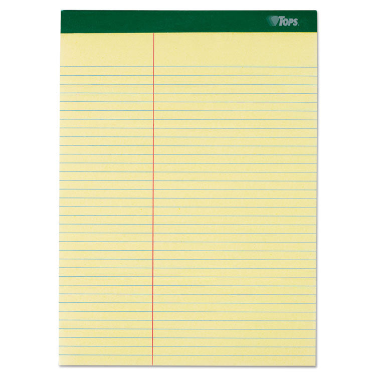 TOPS - Double Docket Ruled Pads, Pitman Rule Variation (Offset Dividing Line - 3" Left), 100 Canary 8.5 x 11.75 Sheets, 6/Pack