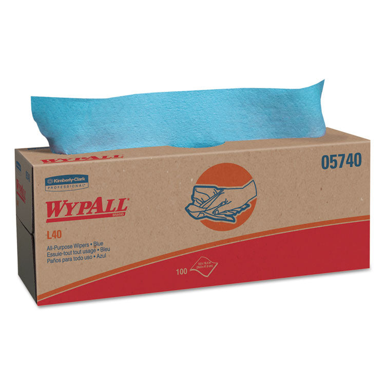 WypAll - L40 Towels, POP-UP Box, 9.8 x 16.4, Blue, 100/Box, 9 Boxes/Carton