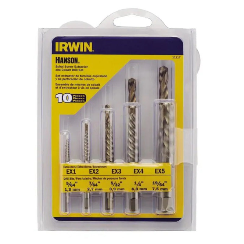 IRWIN - Irwin Hanson 19/64 in. Carbon Steel Screw Extractor Kit 6 in. 10 pc