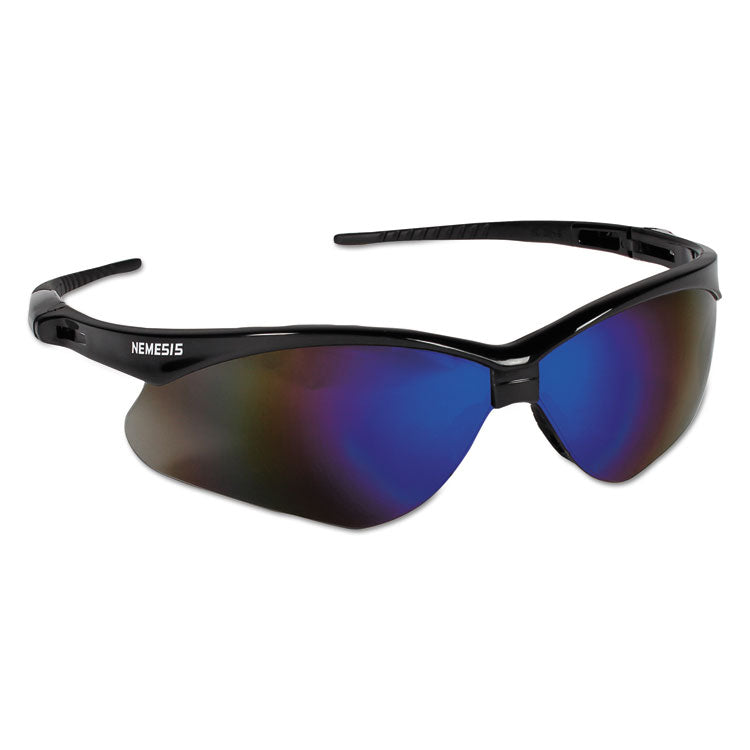 KleenGuard - Nemesis Safety Glasses, Black Frame, Blue Mirror Lens