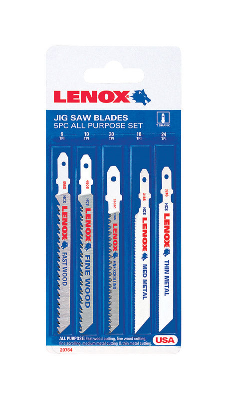 LENOX - Lenox 4 in. Carbon Steel T-Shank Jig Saw Blade Set 5 pk