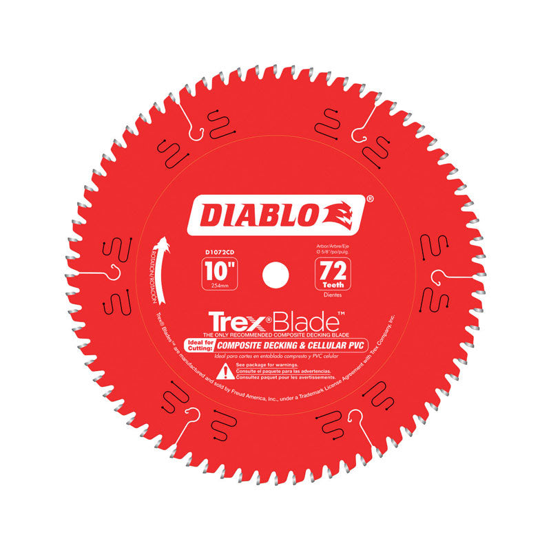 DIABLO - Diablo TrexBlade 10 in. D X 5/8 in. TiCo Hi-Density Carbide Circular Saw Blade 72 teeth 1 pk