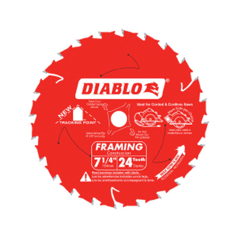 DIABLO - Diablo Tracking Point 7-1/4 in. D X 5/8 in. TiCo Hi-Density Carbide Saw Blade 24 teeth 1 pk